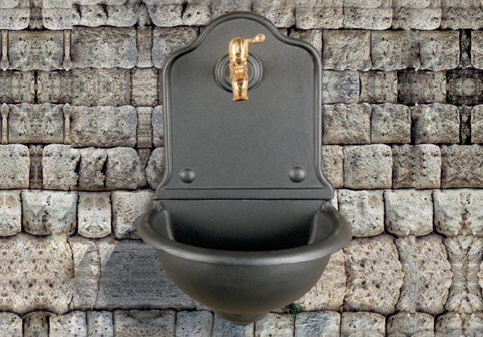 Fontana Da Muro In Alluminio Per Esterno - Modello 600, Colore Grigio Ghisa, Con Rosone, Made In Italy - Foto 11